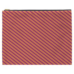 Striped Purple Orange Cosmetic Bag (xxxl)  by Mariart