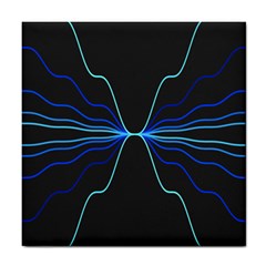 Sine Squared Line Blue Black Light Tile Coasters