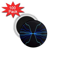 Sine Squared Line Blue Black Light 1 75  Magnets (100 Pack)  by Mariart