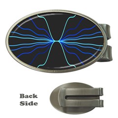 Sine Squared Line Blue Black Light Money Clips (Oval) 