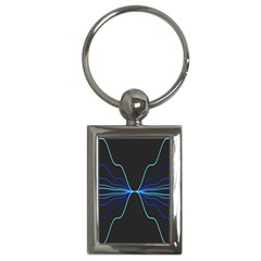 Sine Squared Line Blue Black Light Key Chains (Rectangle) 