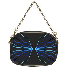 Sine Squared Line Blue Black Light Chain Purses (One Side) 