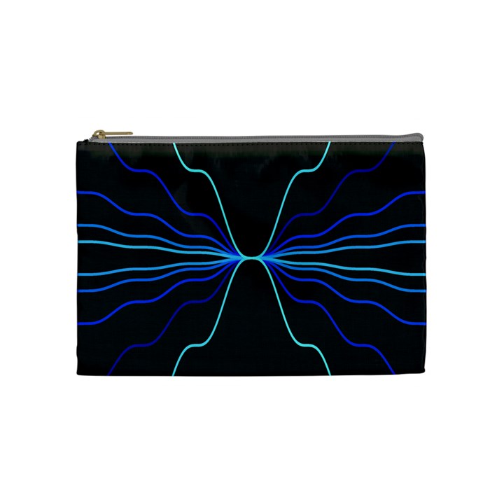 Sine Squared Line Blue Black Light Cosmetic Bag (Medium) 