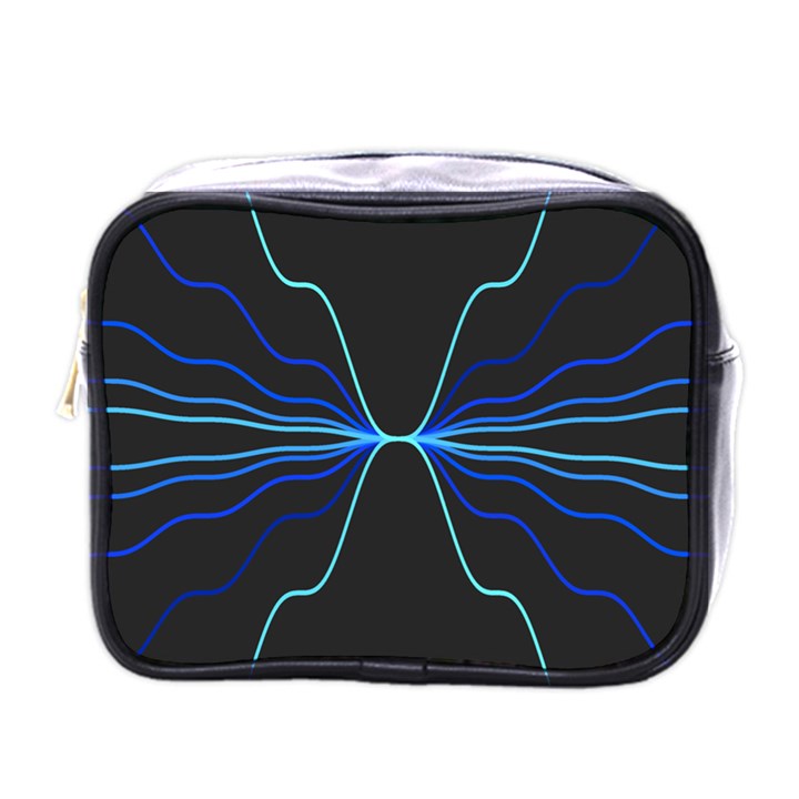 Sine Squared Line Blue Black Light Mini Toiletries Bags