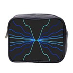 Sine Squared Line Blue Black Light Mini Toiletries Bag 2-Side Front