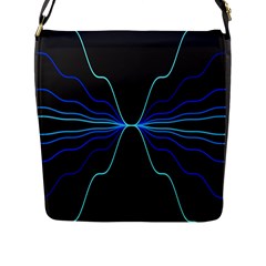 Sine Squared Line Blue Black Light Flap Messenger Bag (L) 