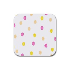 Stone Diamond Yellow Pink Brown Rubber Coaster (square) 