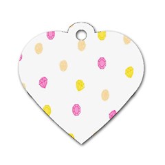 Stone Diamond Yellow Pink Brown Dog Tag Heart (one Side) by Mariart