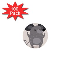 Tooth Bigstock Cute Cartoon Mouse Grey Animals Pest 1  Mini Buttons (100 pack) 