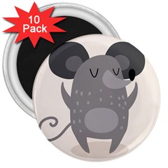 Tooth Bigstock Cute Cartoon Mouse Grey Animals Pest 3  Magnets (10 Pack)  by Mariart