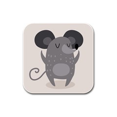 Tooth Bigstock Cute Cartoon Mouse Grey Animals Pest Rubber Square Coaster (4 Pack)  by Mariart