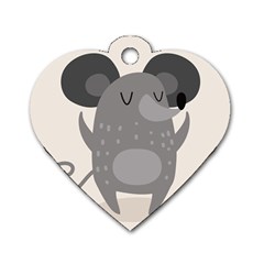 Tooth Bigstock Cute Cartoon Mouse Grey Animals Pest Dog Tag Heart (two Sides) by Mariart