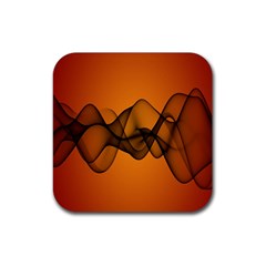 Transparent Waves Wave Orange Rubber Coaster (square) 