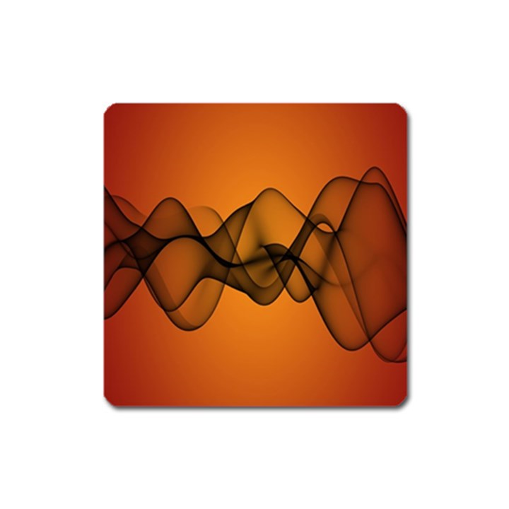 Transparent Waves Wave Orange Square Magnet