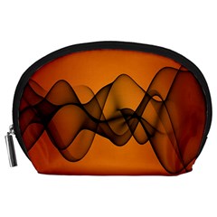 Transparent Waves Wave Orange Accessory Pouches (large)  by Mariart