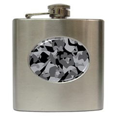 Urban Initial Camouflage Grey Black Hip Flask (6 Oz)