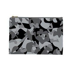 Urban Initial Camouflage Grey Black Cosmetic Bag (large)  by Mariart