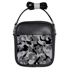 Urban Initial Camouflage Grey Black Girls Sling Bags by Mariart