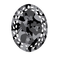 Urban Initial Camouflage Grey Black Ornament (oval Filigree)