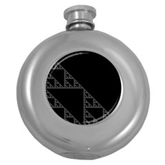 Triangle Black White Chevron Round Hip Flask (5 Oz) by Mariart