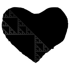 Triangle Black White Chevron Large 19  Premium Heart Shape Cushions