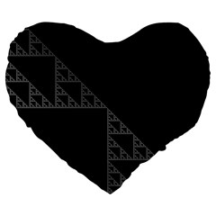 Triangle Black White Chevron Large 19  Premium Flano Heart Shape Cushions