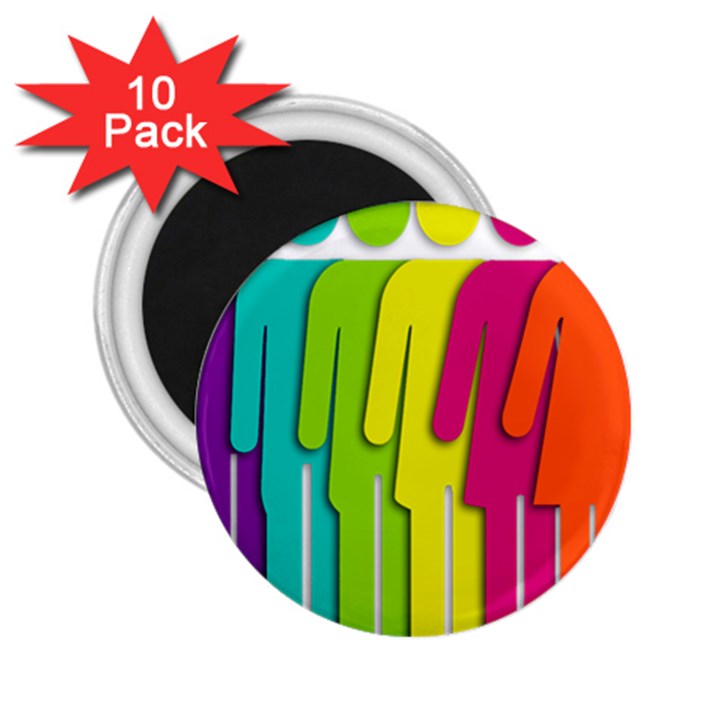 Trans Gender Purple Green Blue Yellow Red Orange Color Rainbow Sign 2.25  Magnets (10 pack) 