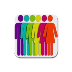 Trans Gender Purple Green Blue Yellow Red Orange Color Rainbow Sign Rubber Square Coaster (4 Pack)  by Mariart