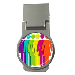 Trans Gender Purple Green Blue Yellow Red Orange Color Rainbow Sign Money Clips (round) 