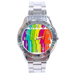 Trans Gender Purple Green Blue Yellow Red Orange Color Rainbow Sign Stainless Steel Analogue Watch