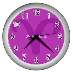 Zodiac Aries Wall Clocks (silver) 