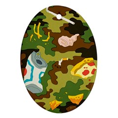 Urban Camo Green Brown Grey Pizza Strom Ornament (oval) by Mariart