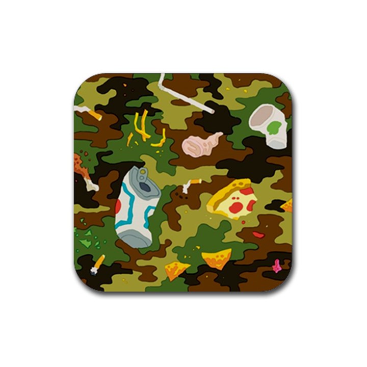 Urban Camo Green Brown Grey Pizza Strom Rubber Coaster (Square) 