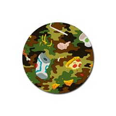 Urban Camo Green Brown Grey Pizza Strom Rubber Coaster (round)  by Mariart