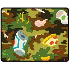 Urban Camo Green Brown Grey Pizza Strom Fleece Blanket (medium) 