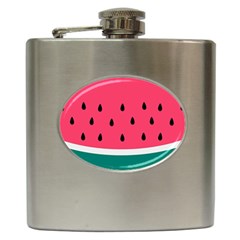 Watermelon Red Green White Black Fruit Hip Flask (6 Oz) by Mariart