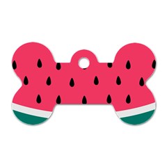 Watermelon Red Green White Black Fruit Dog Tag Bone (two Sides) by Mariart