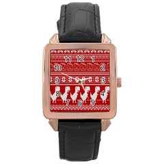 Red Dinosaur Star Wave Chevron Waves Line Fabric Animals Rose Gold Leather Watch  by Mariart