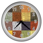 Blocky Filters Yellow Brown Purple Red Grey Color Rainbow Wall Clocks (Silver)  Front