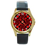 Pattern Round Gold Metal Watch Front