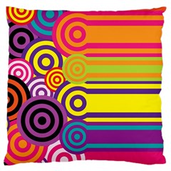 Retro Circles And Stripes Colorful 60s And 70s Style Circles And Stripes Background Large Cushion Case (one Side) by Simbadda