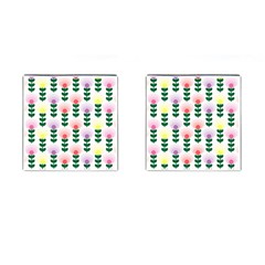 Floral Wallpaer Pattern Bright Bright Colorful Flowers Pattern Wallpaper Background Cufflinks (square) by Simbadda