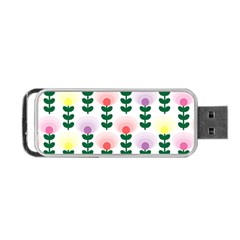 Floral Wallpaer Pattern Bright Bright Colorful Flowers Pattern Wallpaper Background Portable Usb Flash (two Sides) by Simbadda