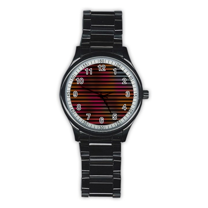 Colorful Venetian Blinds Effect Stainless Steel Round Watch