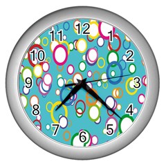 Circles Abstract Color Wall Clocks (silver) 