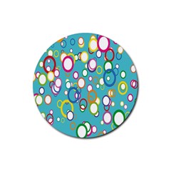 Circles Abstract Color Rubber Round Coaster (4 Pack)  by Simbadda