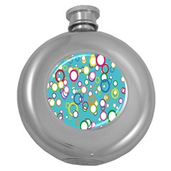 Circles Abstract Color Round Hip Flask (5 Oz)