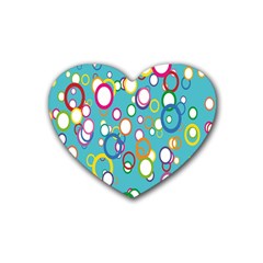 Circles Abstract Color Rubber Coaster (heart)  by Simbadda