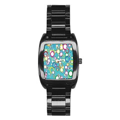 Circles Abstract Color Stainless Steel Barrel Watch by Simbadda