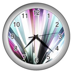 Flower Petals Abstract Background Wallpaper Wall Clocks (silver) 